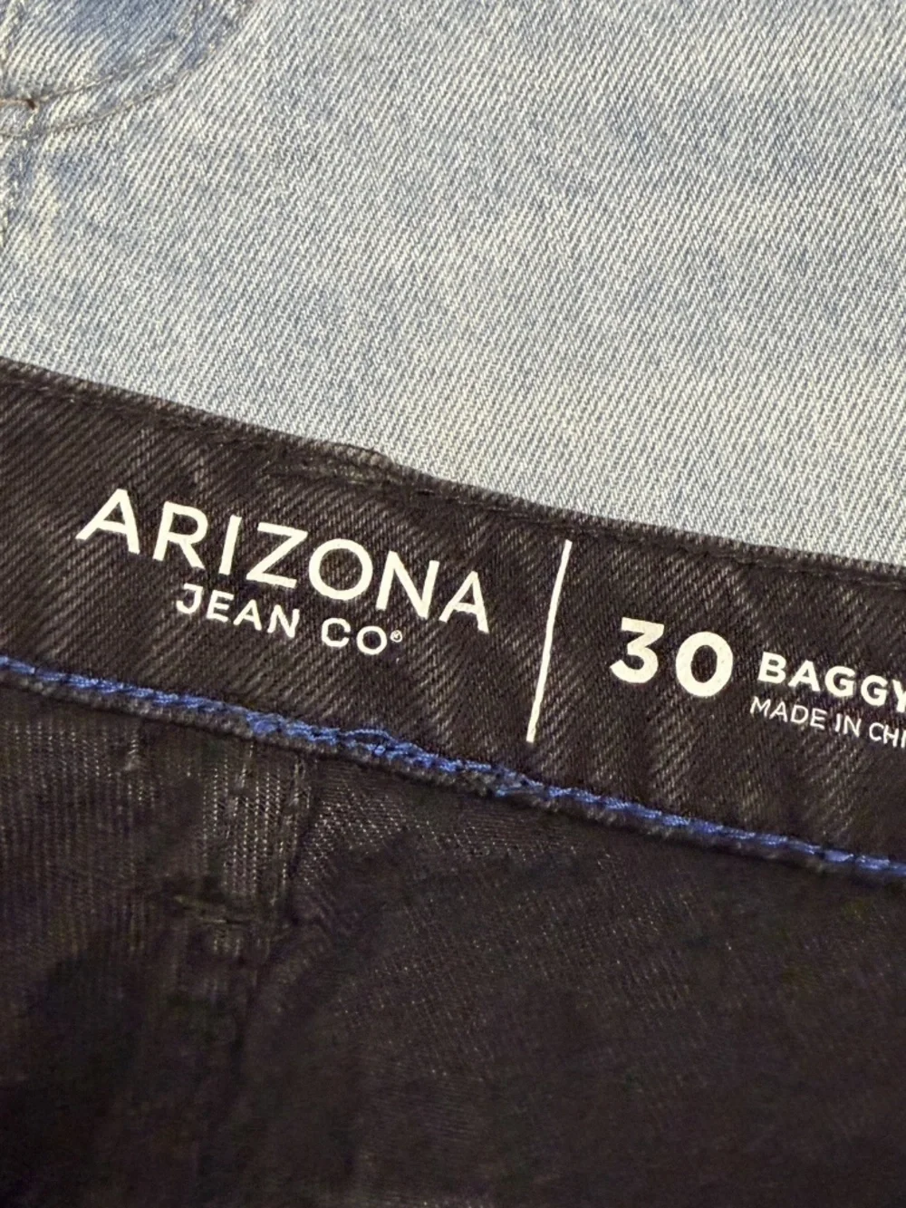 Arizona Mens Shorts 30W Black & Blue Baggy Fit 10